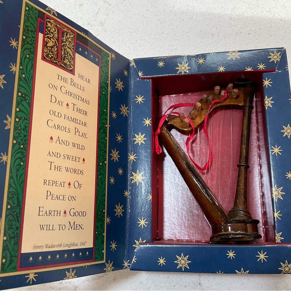 Authentic Models HARP ornament c.1992 Christmas musical instrument music holiday